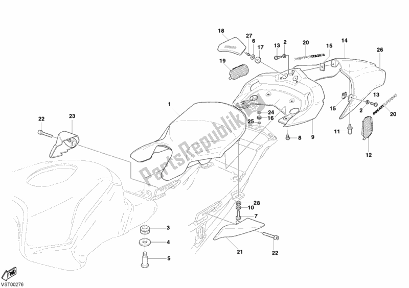 Tutte le parti per il Sedile Monoposto del Ducati Superbike 999 S 2004